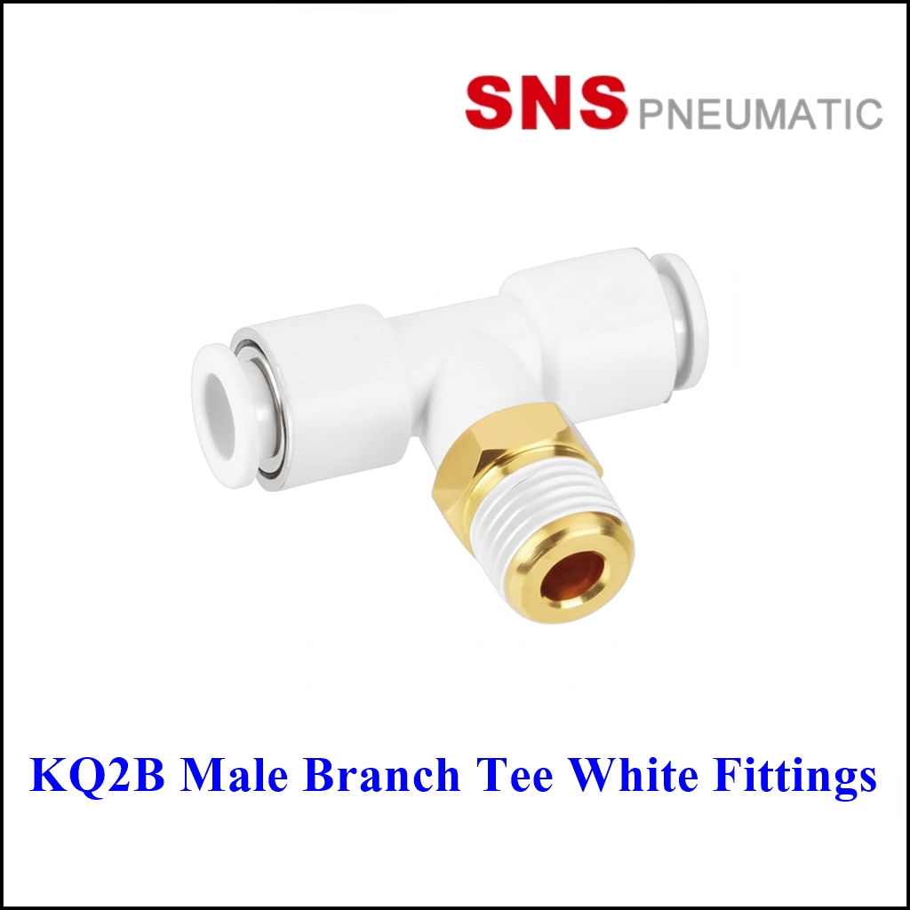 SNS KQ2B Male Branch Tee White Fittings - ข้อต่อลมนิวเมติกส์สีขาว 3 ทางเกลียวนอก