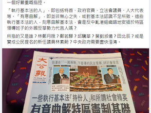 一些执行基本法"持份人" 有意曲解特区宪制基础