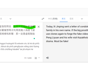 Google 翻譯刻意刪除《習近平彭麗媛已經離婚》！所以你們看新聞也不會知道。