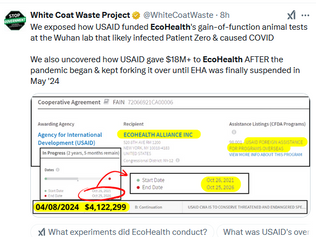David Martin USAID Funded to EcoHealth Alliance for Bio-weapons 10 times more than Wuhan lab