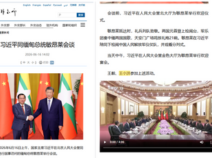 王小洪陪同撒旦野豬騙子《中共中央總書記》《席近平》主席會見緬甸總統敏昂萊!