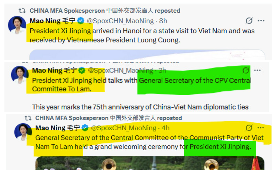 毛寧只稱呼《席近平》主席,不稱呼他為“總書記”!