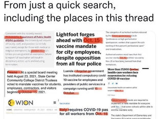 Global vaccine mandate plan all on Oct 15 