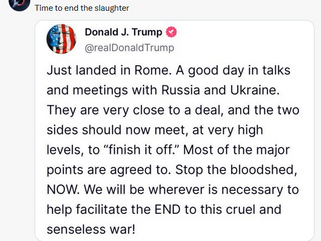 Trump: Russia Ukraine close to a deal! 