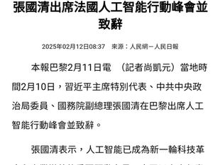 丁薜祥缺席2025法國人工智能行動峰會！