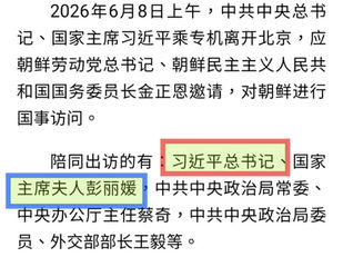 撒旦野豬騙子《中共中央總書記》《席近平》主席對朝鮮進行國事訪問陪同出訪的有:中國共產黨中央委員會總書記《習近平總書記》、國家主席夫人彭麗媛!