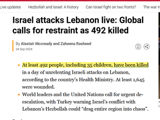 Lebanon says 492 killed in Israeli strikes, including 35 children