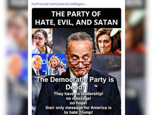 President Trump just shared a post labeling the Democrat Party the "PARTY OF SATAN