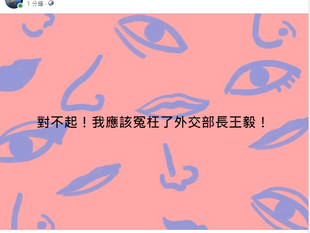 對不起！我應該冤枉了外交部長王毅！