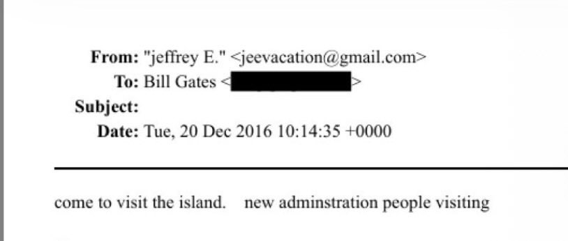 Jeffrey Epstein inviting Bill Gates to his island and claiming individuals in the first Trump Administration were visiting in 2016. Bolton & Pompeo?
