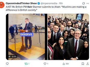JUST IN: British PM Keir Starmer submits to Allah: “Muslims are making a difference in British society.”
