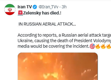 Even Iran TV reported that Zelensky has died! The Demon has died!! 