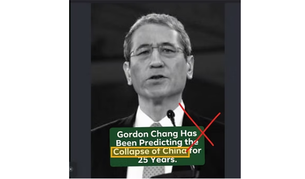 Gordon Chang predicted the collapse of the PRC leading by the CCP. Not the collapse of China leading by CPC.