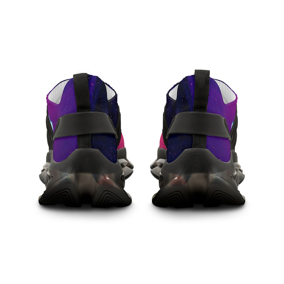 Thumbnail: Fierce Lion Logo Galactic Dark Purple Pink Running Shoe Both Back View