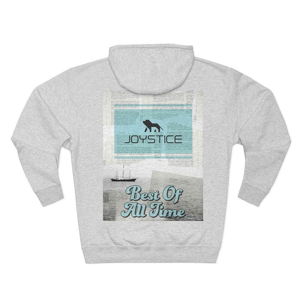 Thumbnail: Fierce Lion Logo And Boat Print Grey Hoodie Back View