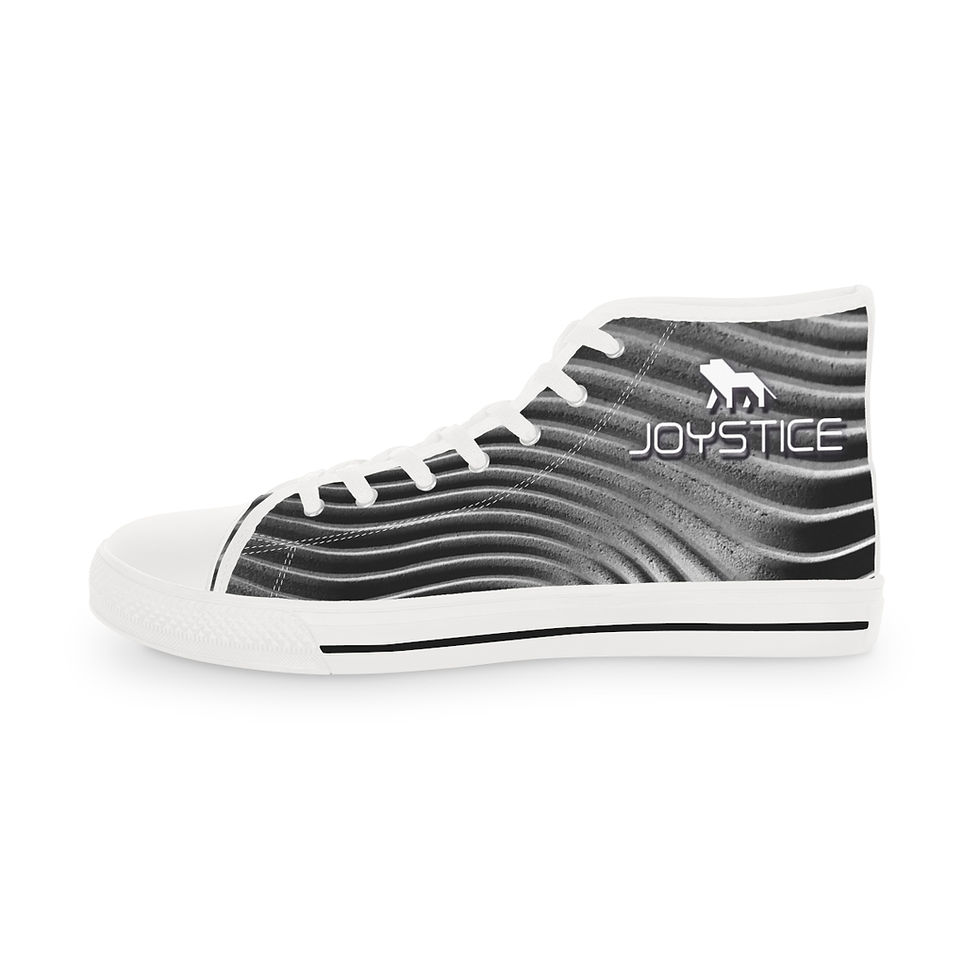 Thumbnail: Fierce Lion Logo Abstract Black And White Wind Turbine Sneaker Outside White Shoe Left View
