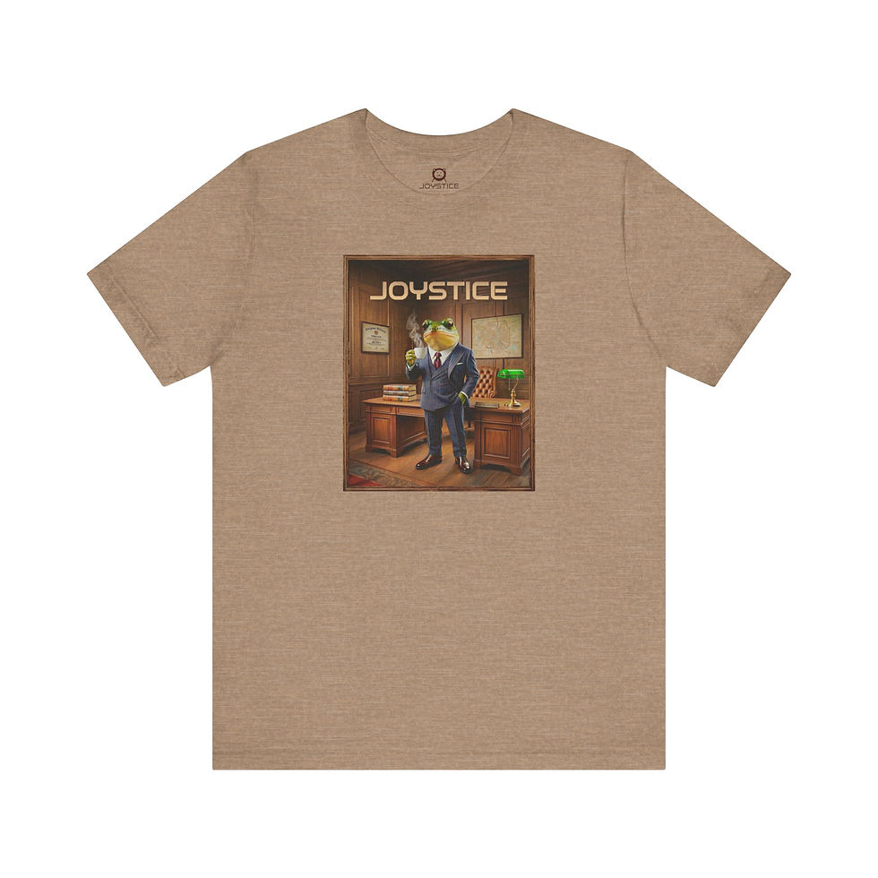 Funny professor gangster looking frog drinking coffee in office tee heather light brown color.