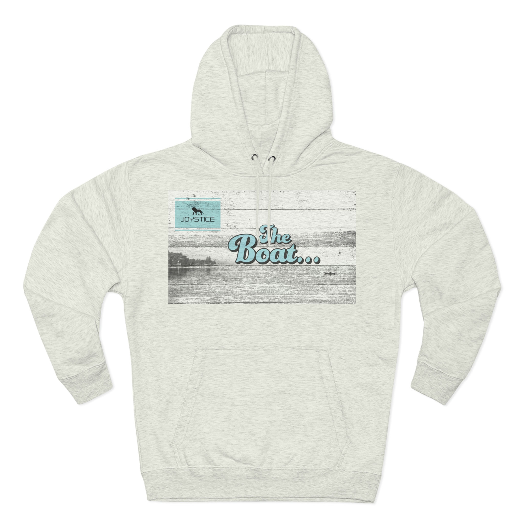 Fierce Lion Logo And Boat Print Natural Tan Hoodie Front View