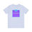 Thumbnail: Bright purple gift box with ribbon graphic print baby blue shirt front view.