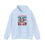 Thumbnail: Joyful funny lady with curlers in hair drinking coffee light blue hoodie.