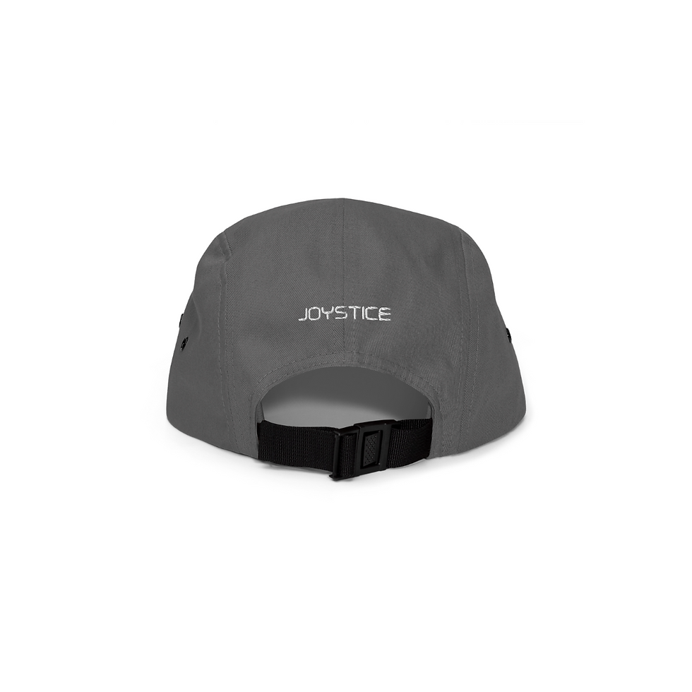 Thumbnail: Fierce Lion Logo On Grey Five Panel Flat Bill Hat Back View
