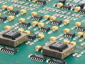 Complex array of surface mount electronic chips soldered onto circuit plate