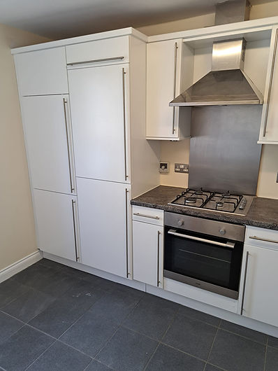 Modern kitchen with white cabinetry