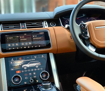 Interior view of a Range Rover showcasing luxury seats