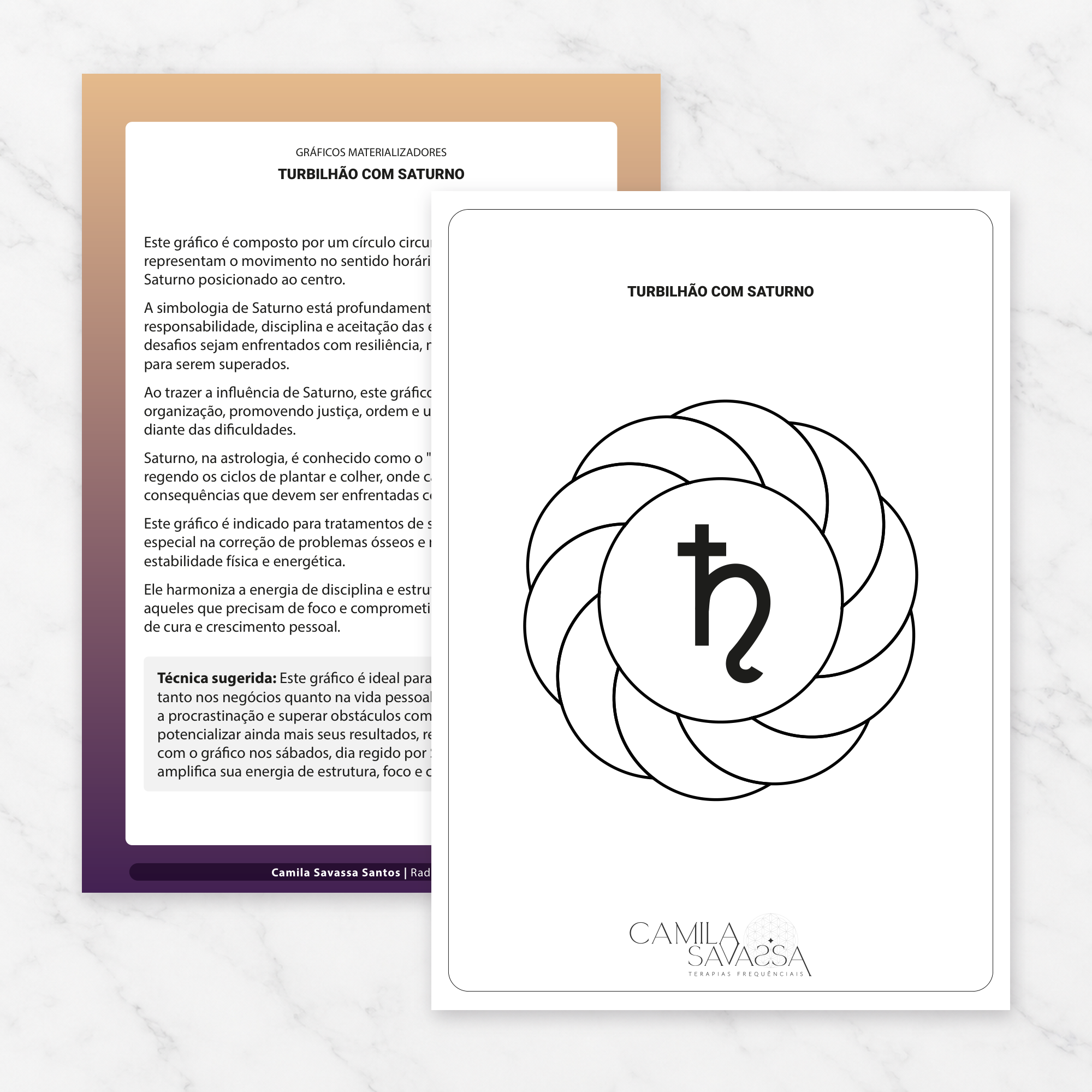 Turbilhão com Saturno — gráfico Radiônico Materializador em PDF por Camila Savassa Santos