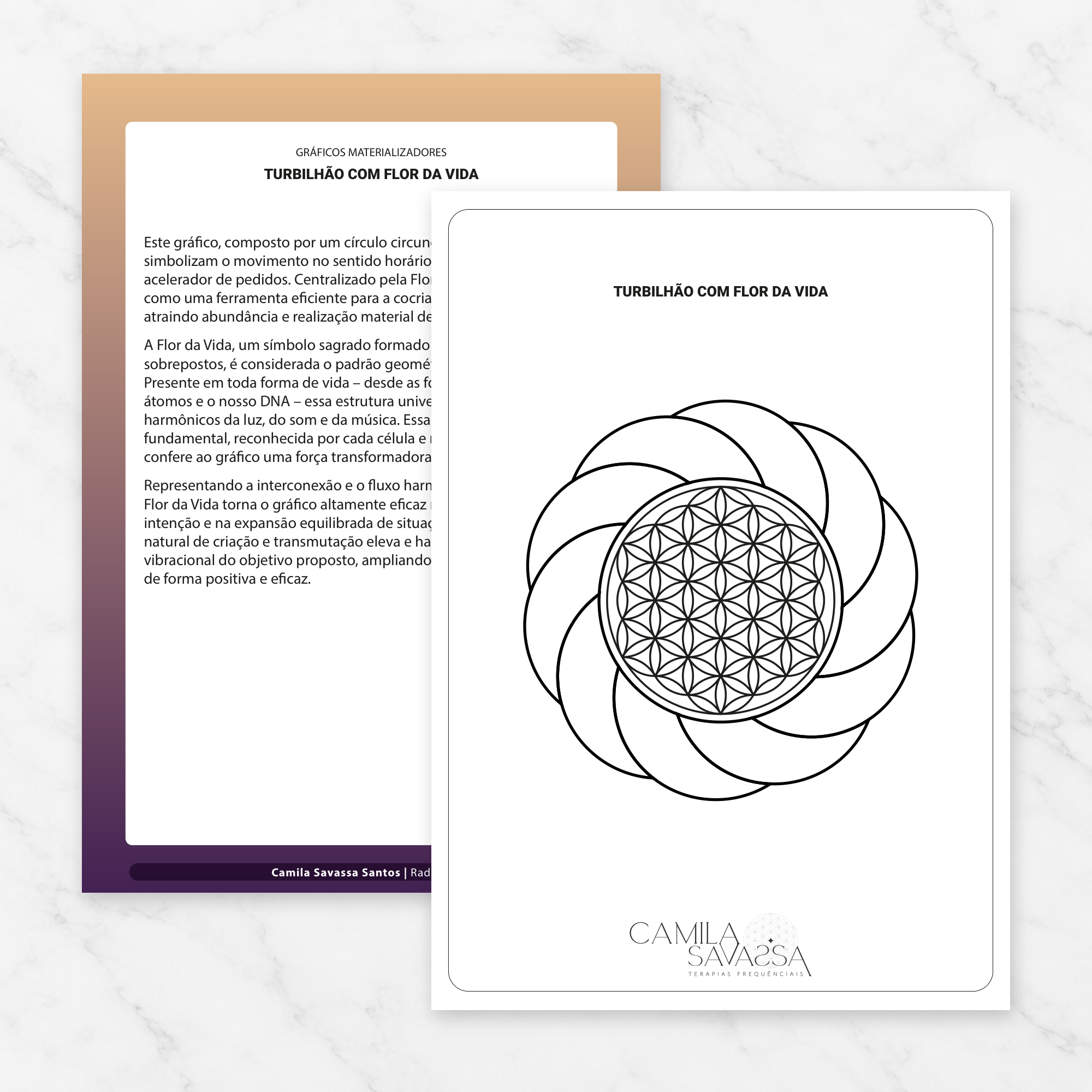 Turbilhão com Flor da Vida — gráfico Radiônico Materializador em PDF por Camila Savassa Santos