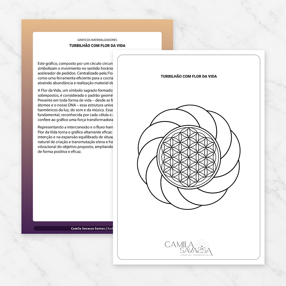 Turbilhão com Flor da Vida — gráfico Radiônico Materializador em PDF por Camila Savassa Santos