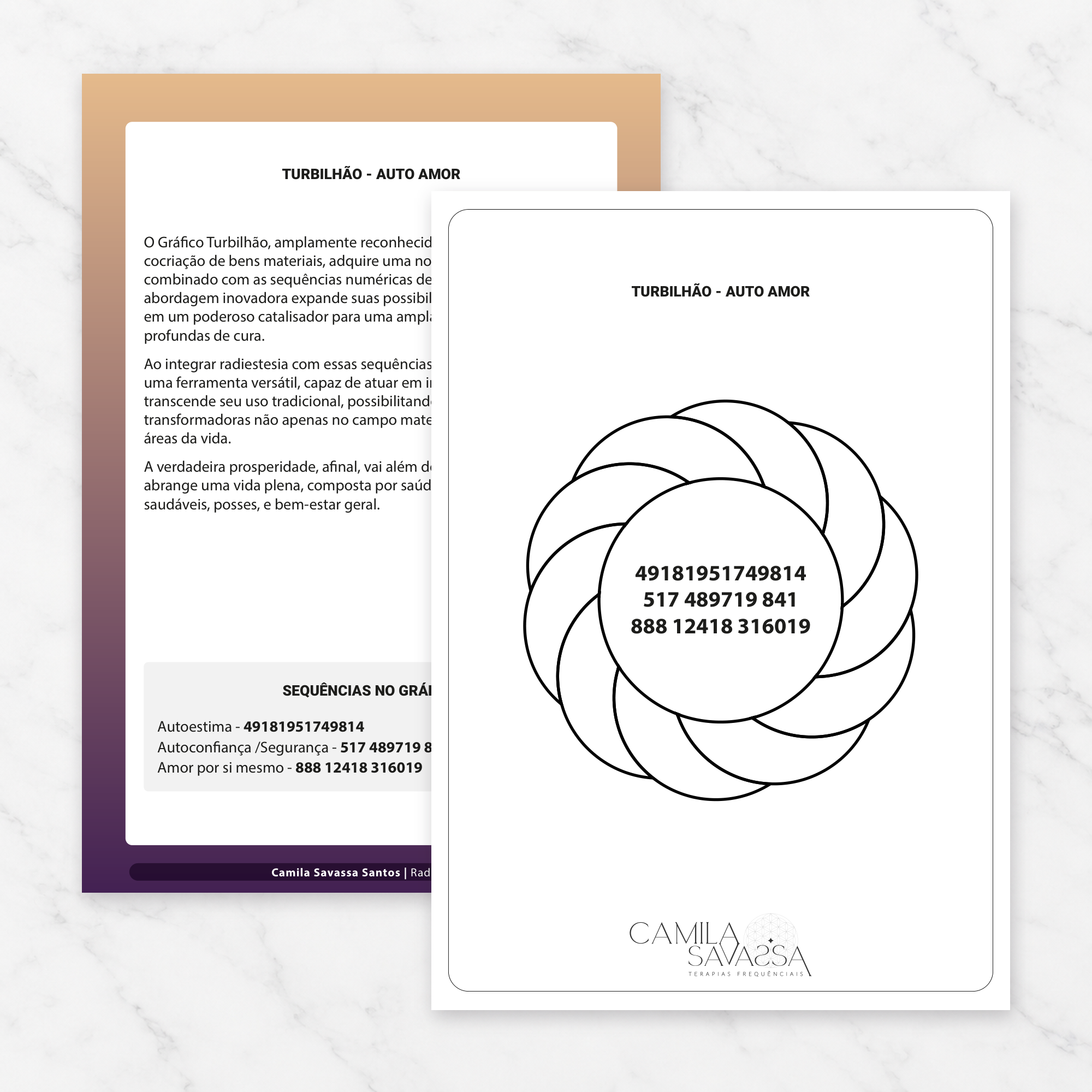 Turbilhão - Auto Amor — gráfico Radiônico com Grabovoi em PDF por Camila Savassa Santos