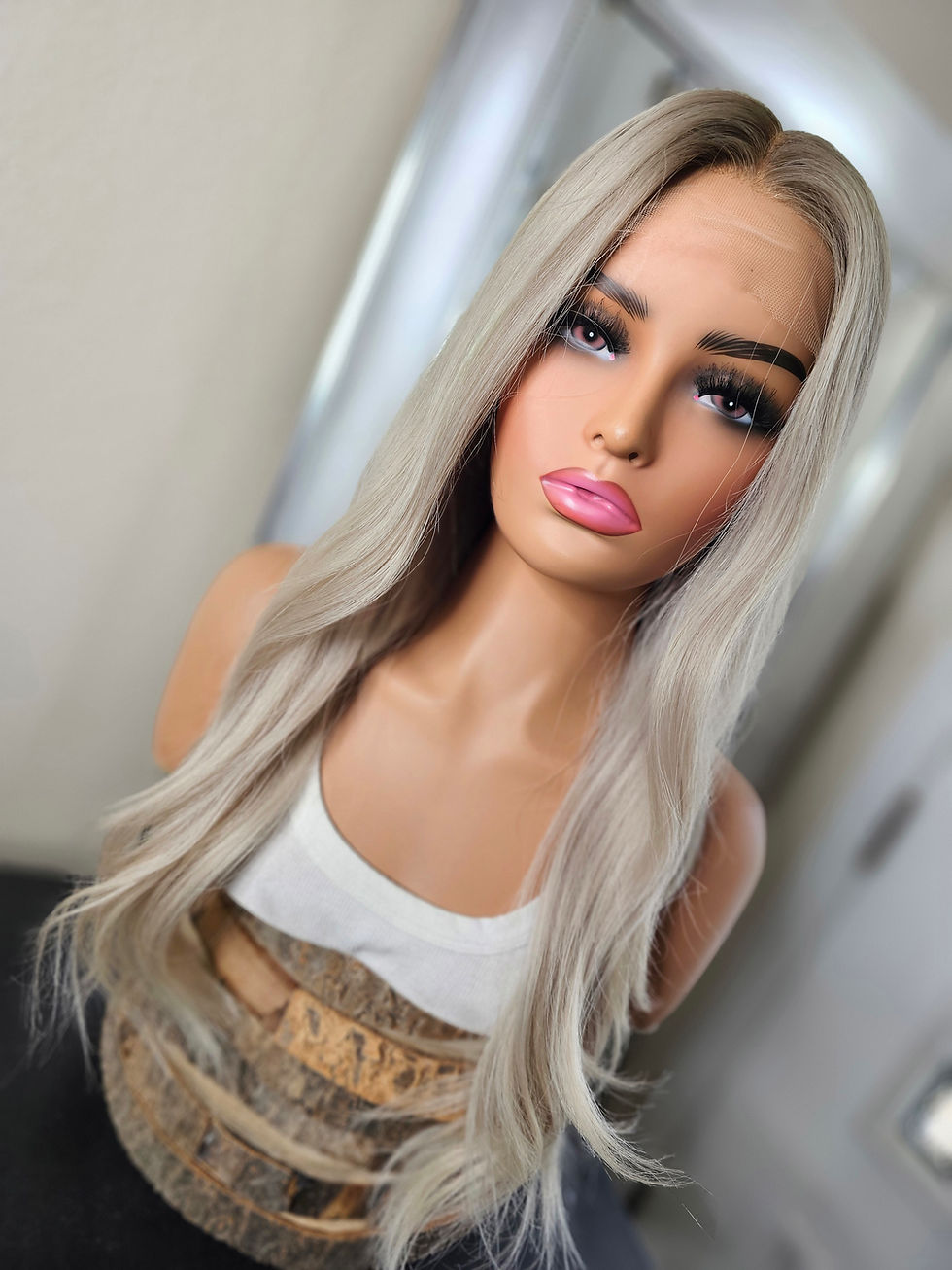 Thumbnail: PRE-ORDER 19"-27" Custom Econo Budget Brazilian Lace Top Wig *MOONSTONE BLONDE*