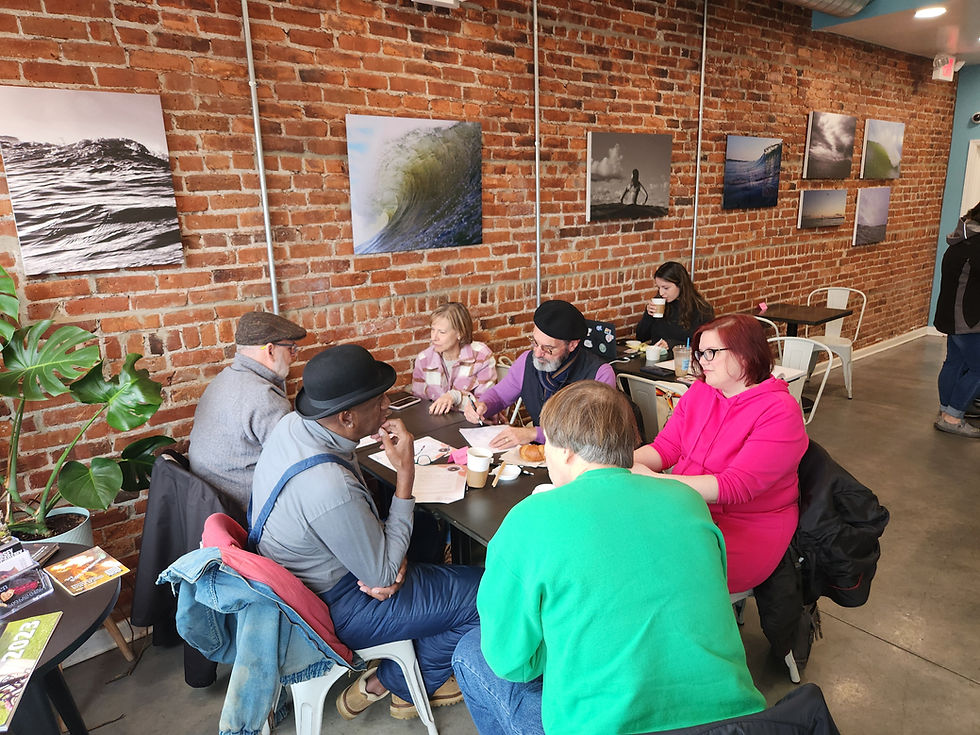 Group of people at local coffee shop