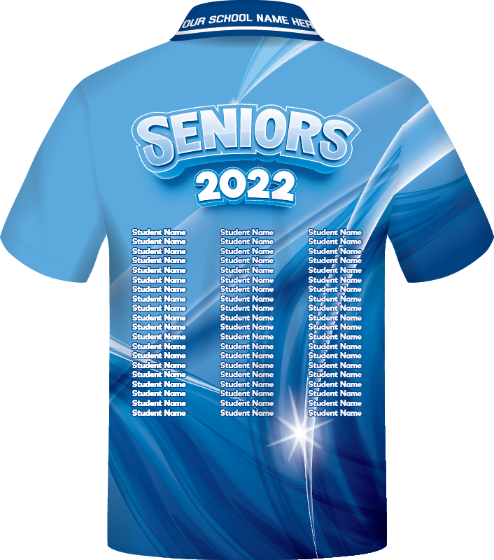 Thumbnail: Sublimated Senior School Leavers Year 6 Year 12 Graduation Polo Back View