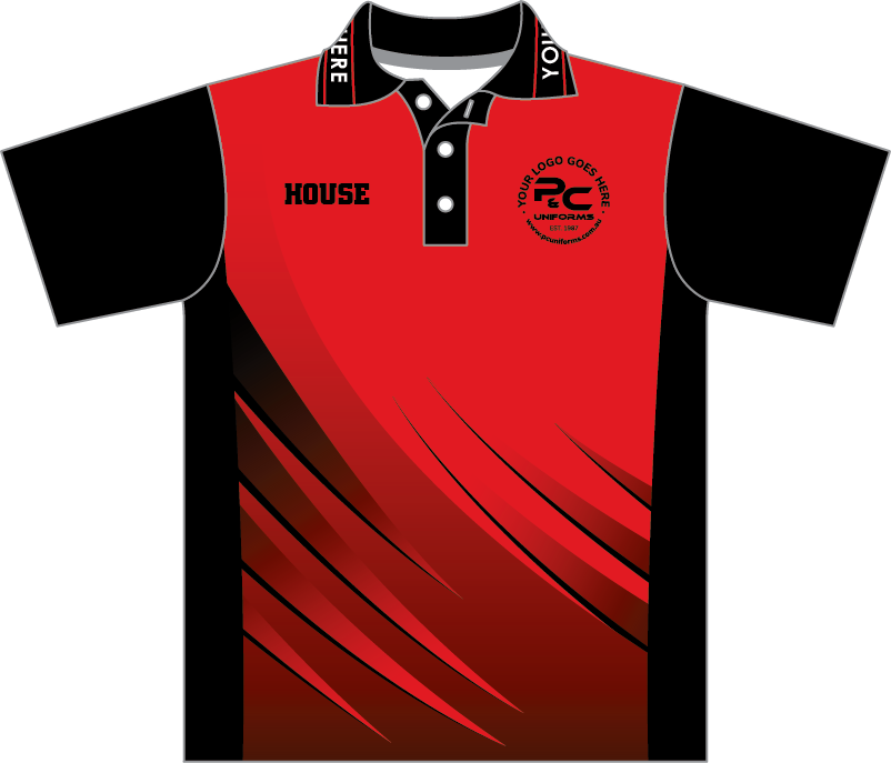Thumbnail: Sublimated Sports House Polo Front View Red