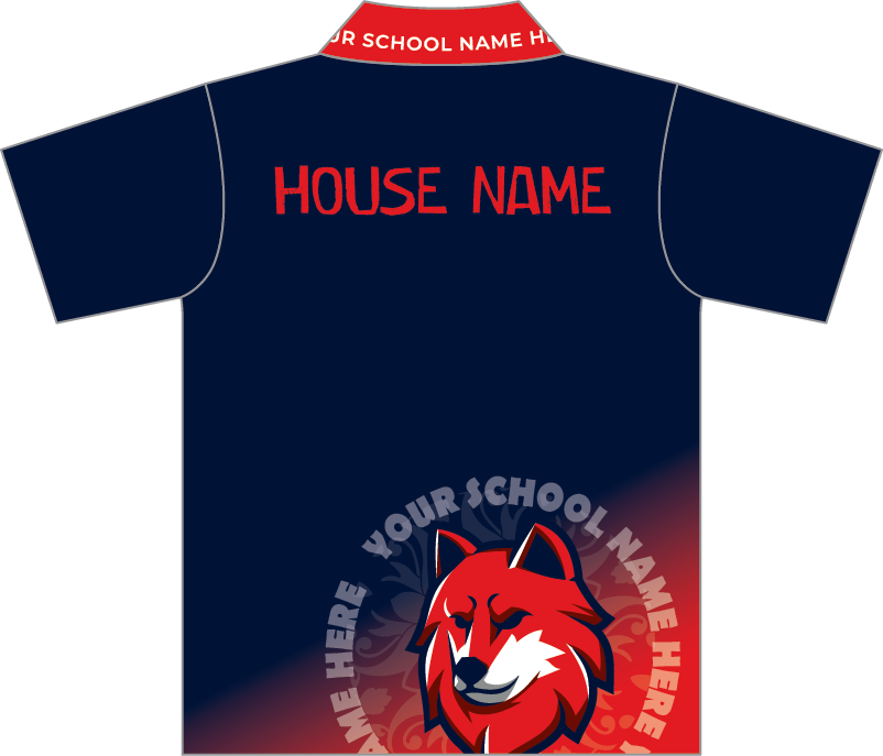 Thumbnail: Sublimated Sports House Polo Back View Red