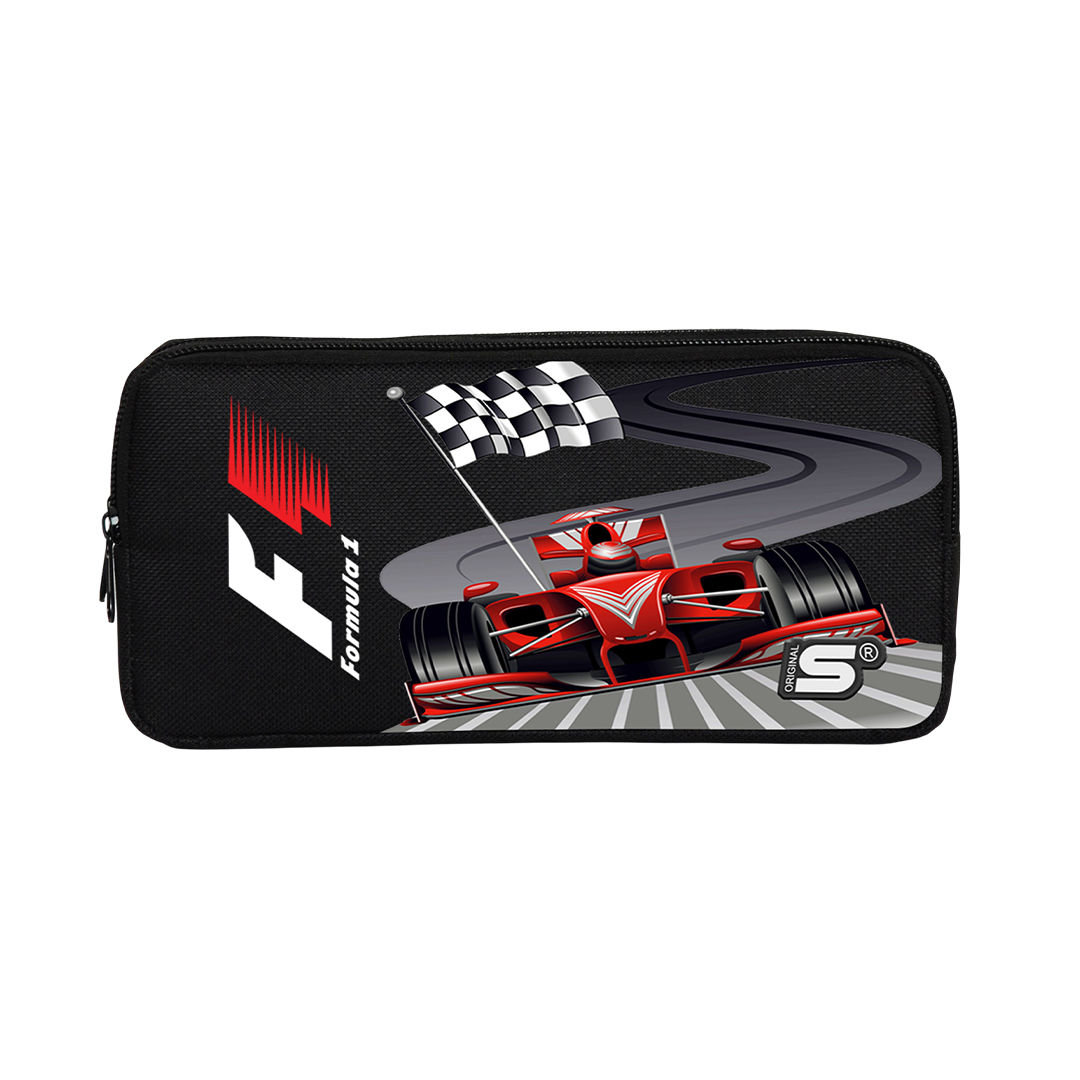 Formula Yarış Arabası Bayrak Desenli Model - Siyah