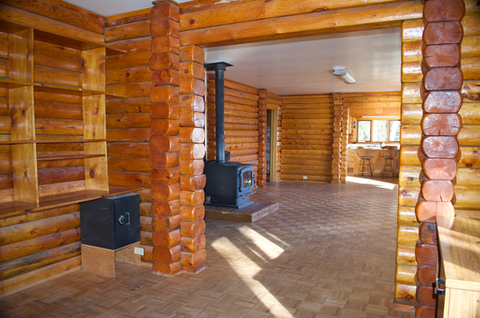 2nd floor - Interior north facing into living and kitchen area, Waterfront Homestead for sale, Kupreanof Island Alaska