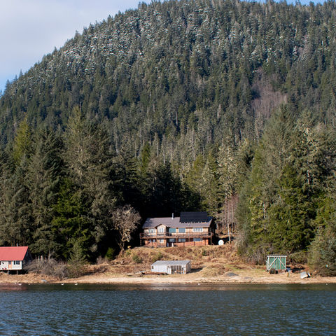 Wrangell Narrows view of property showing mountain side of 2.61 acres, Waterfront Homestead for sale, Kupreanof Island Alaska