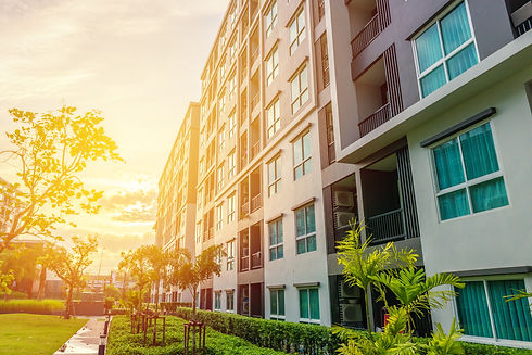 Apartment Building at Sunset