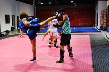 Man doing kicking drills