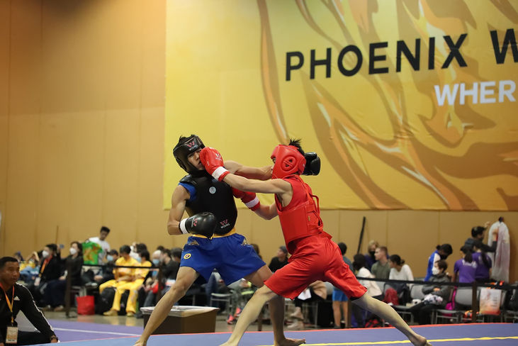 Young men sparring
