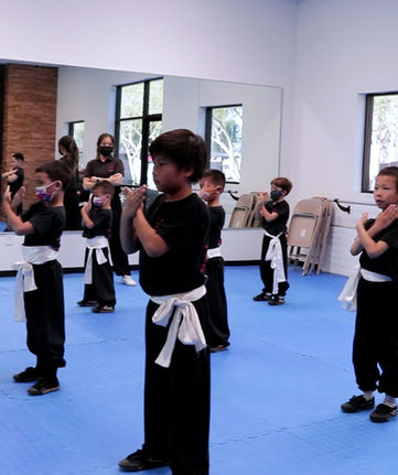 Kids learning discipline and focus in martial arts class