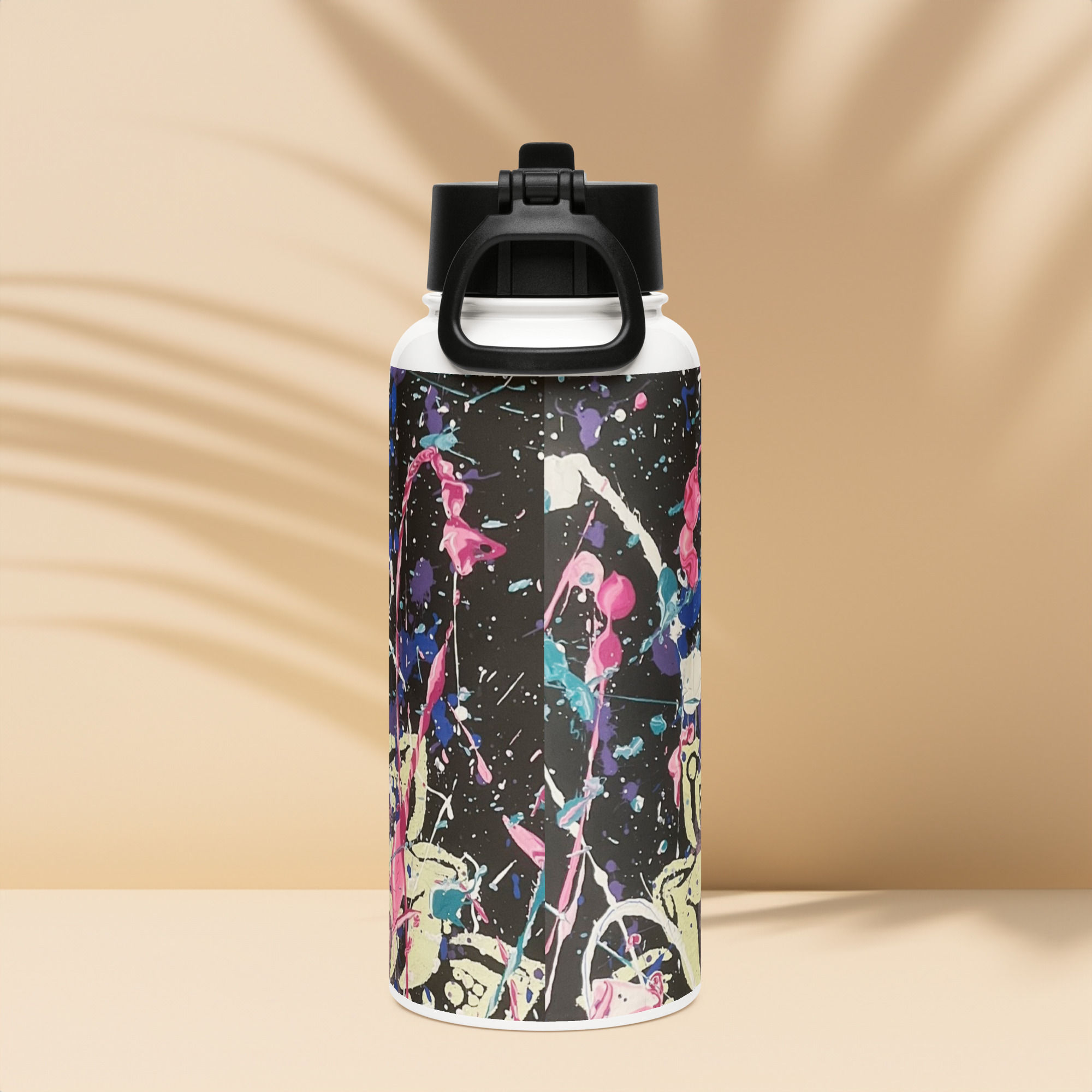 Stainless steel water bottle with a straw lid