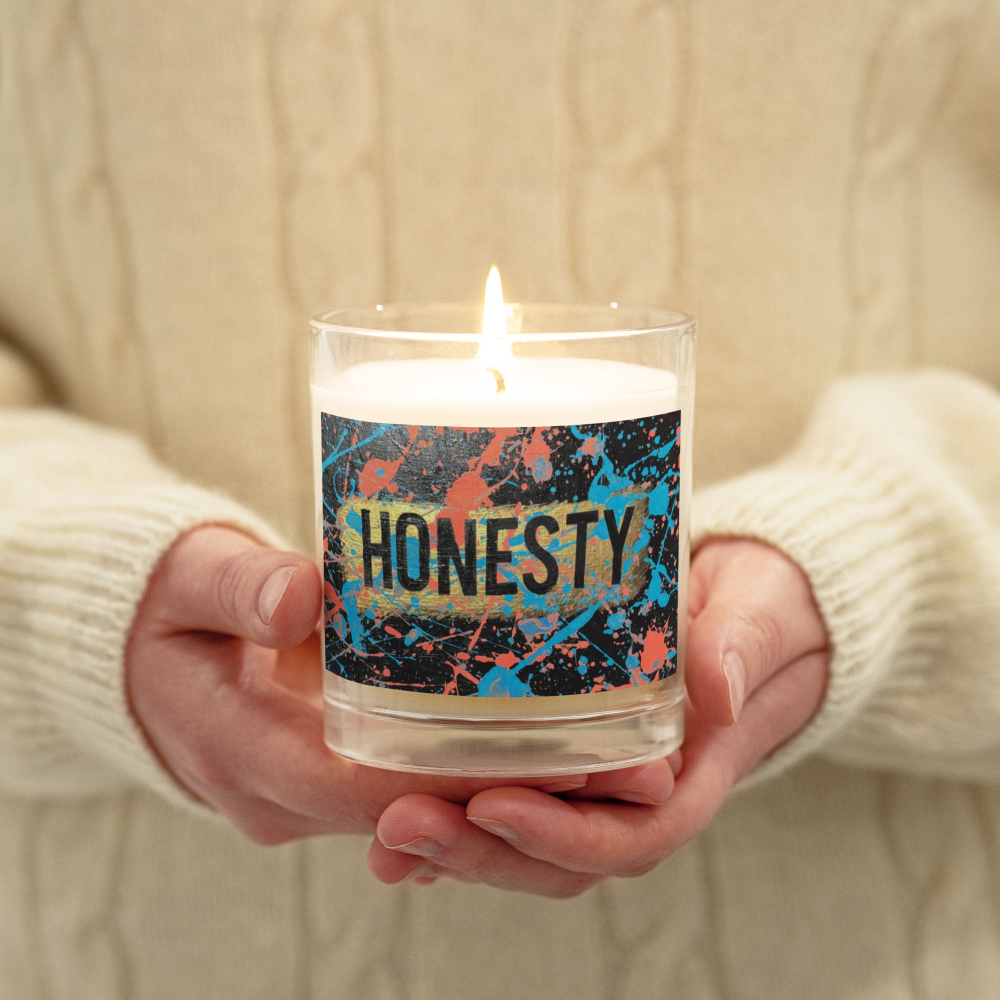 Glass jar soy wax candle