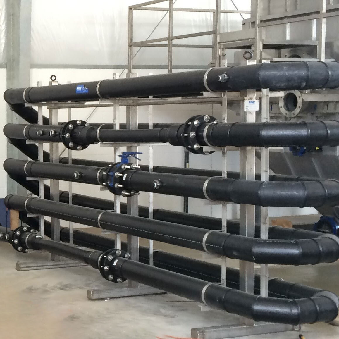 installed wastewater flocculation pipework
