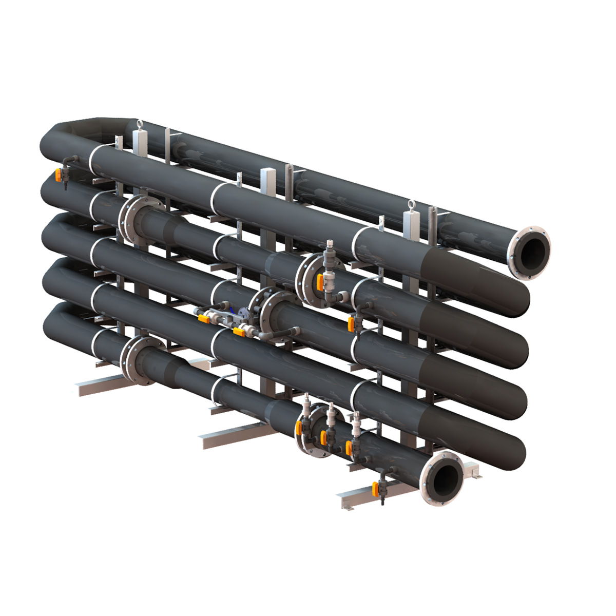 inline flocculation assembly with chemical injection points