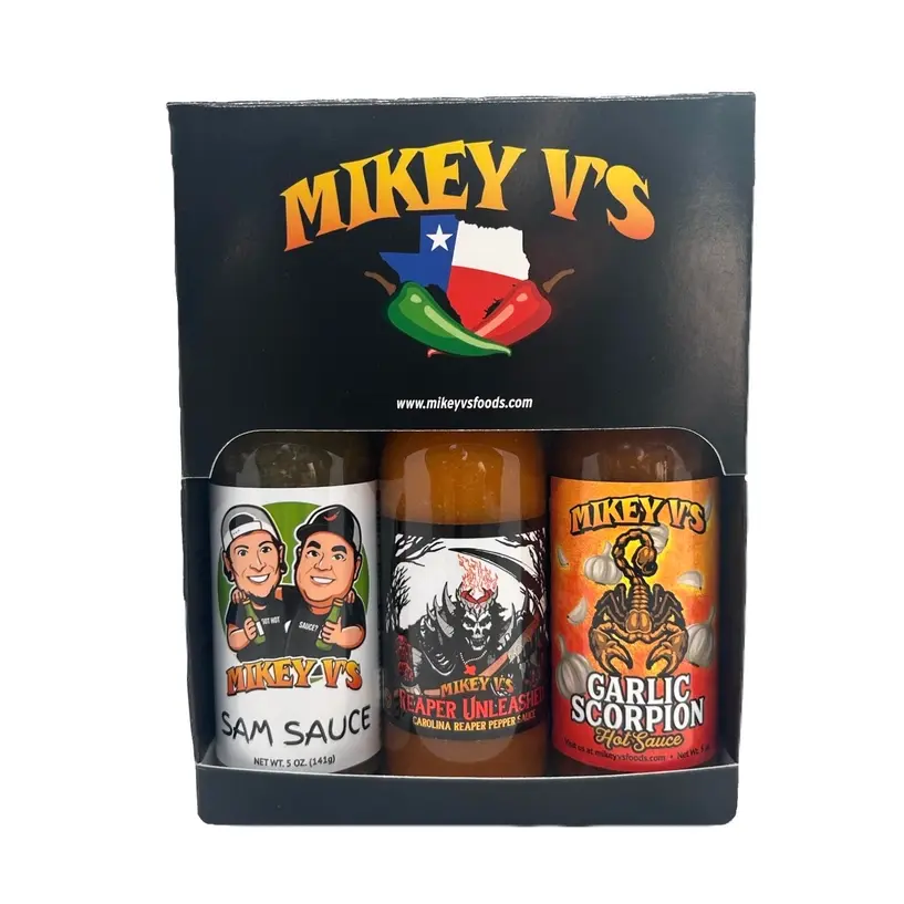 mikey v's hot hot sauce box