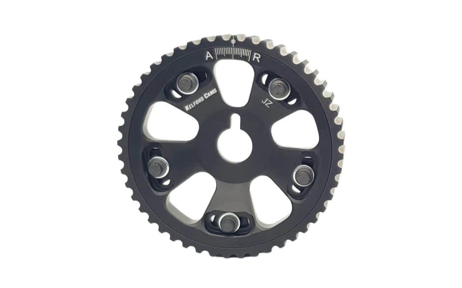 Black metal camshaft gear with A, R, and JZ markings